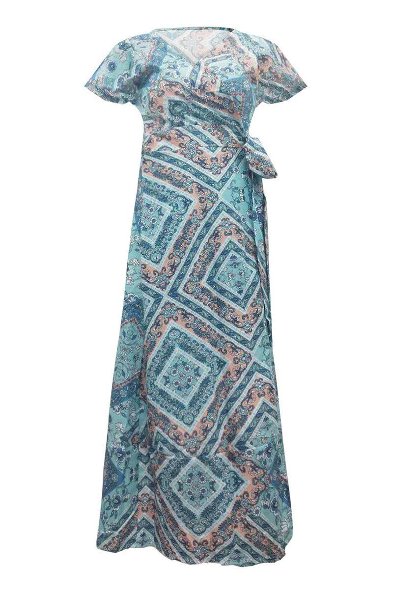 Sexy Elegant Print V Neck A Line Dresses(10 Colors)