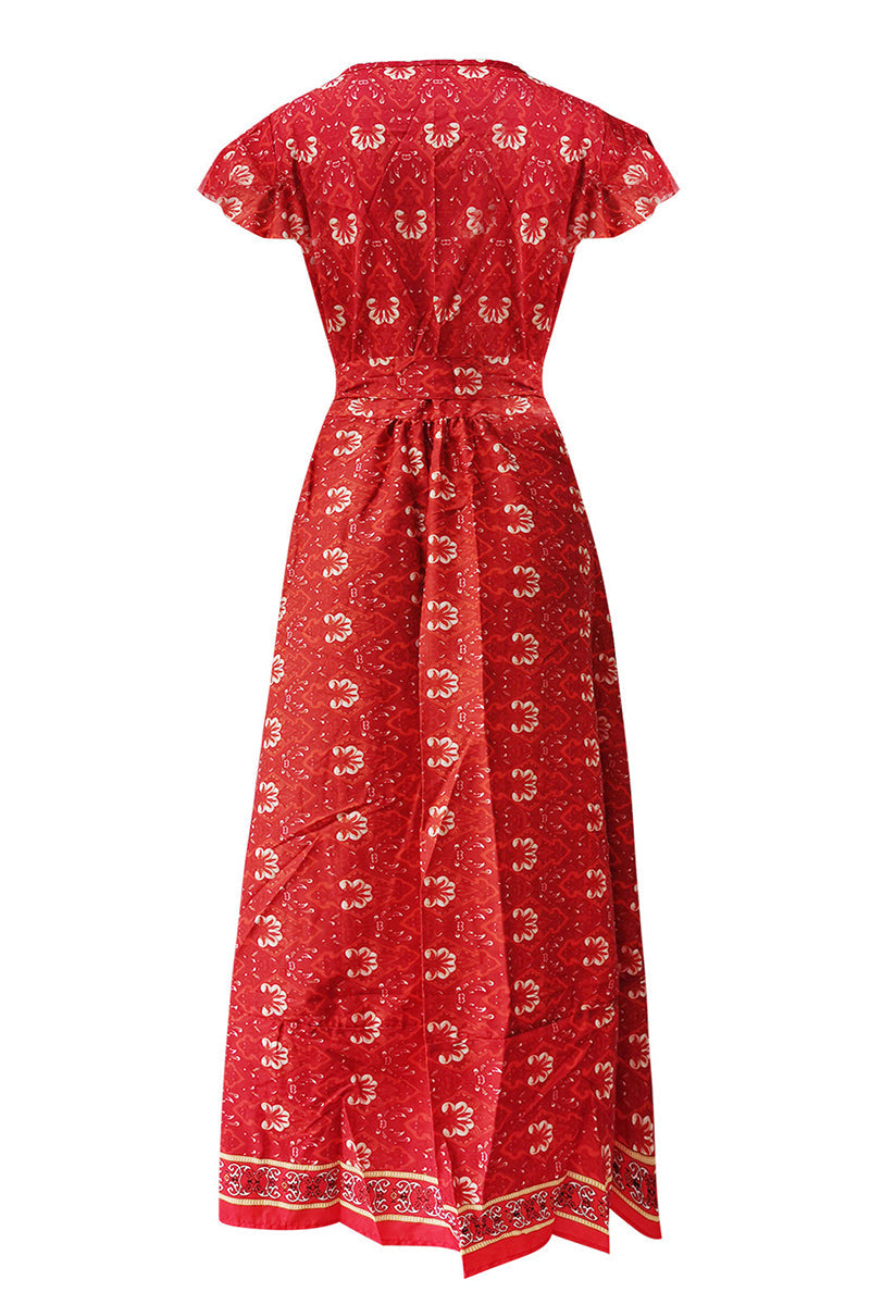 Sexy Elegant Print V Neck A Line Dresses(10 Colors)