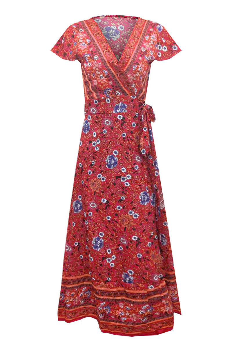 Sexy Elegant Print V Neck A Line Dresses(10 Colors)