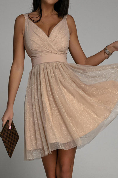 Vestido de noche sexy y elegante con escote en V y malla estampada (3 colores)