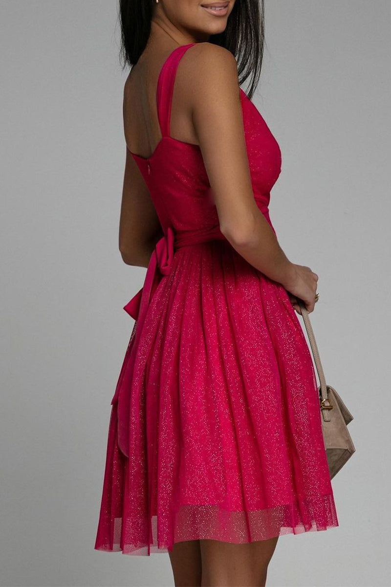 Vestido de noche sexy y elegante con escote en V y malla estampada (3 colores)