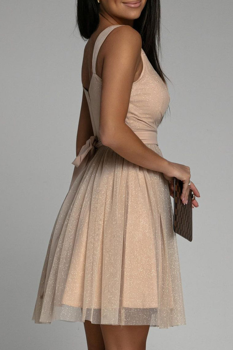 Vestido de noche sexy y elegante con escote en V y malla estampada (3 colores)