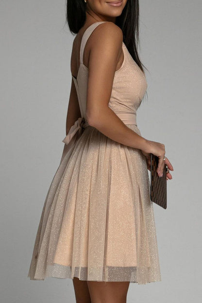 Vestido de noche sexy y elegante con escote en V y malla estampada (3 colores)