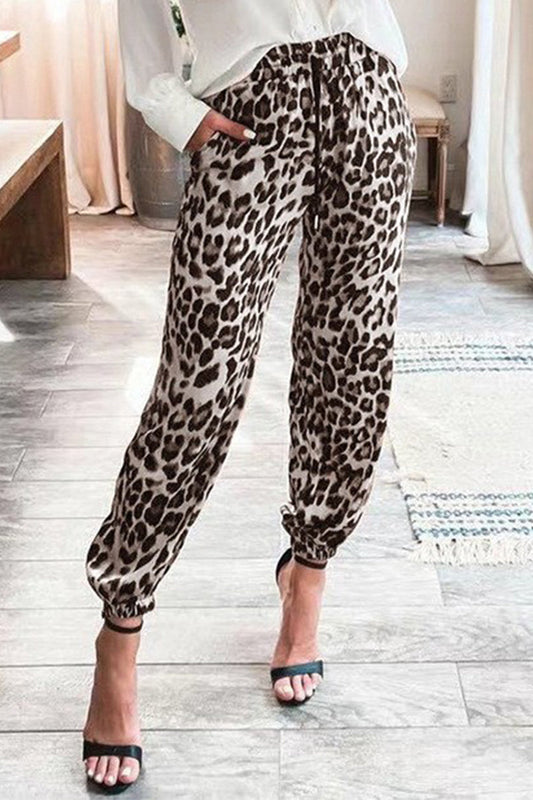 Pantalones casuales holgados con estampado de leopardo y patchwork (4 colores)
