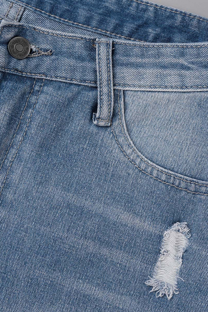 Casual Street Solid Ripped High Waist Denim Shorts