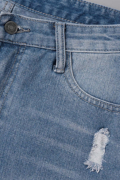 Casual Street Solid Ripped High Waist Denim Shorts