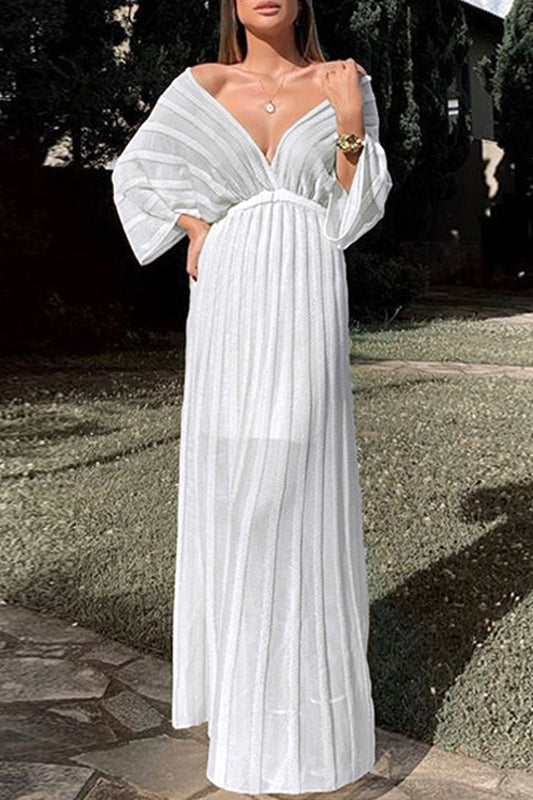 Vestido sexy de cuello en V irregular con aberturas laterales