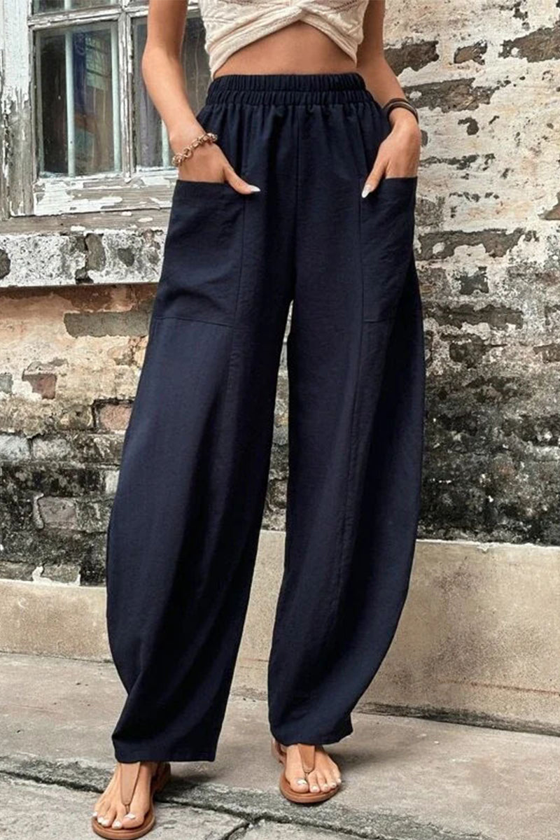 Pantalones Harlan holgados de cintura alta con bolsillos lisos para uso diario (11 colores)