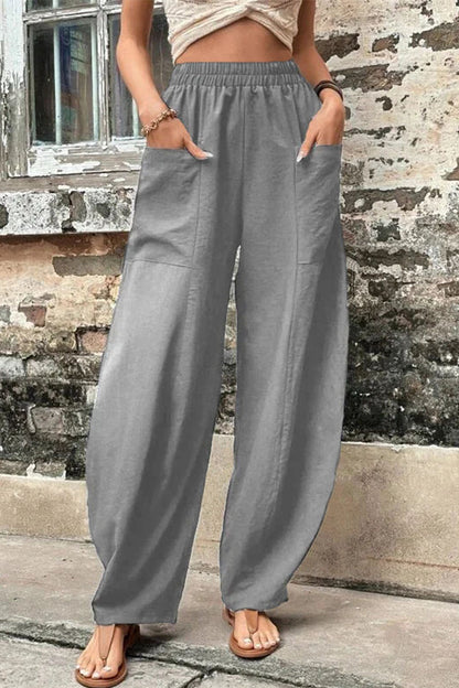 Pantalones Harlan holgados de cintura alta con bolsillos lisos para uso diario (11 colores)