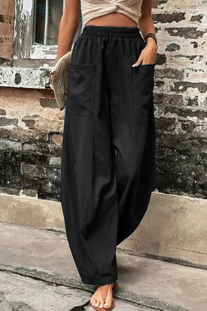 Pantalones Harlan holgados de cintura alta con bolsillos lisos para uso diario (11 colores)