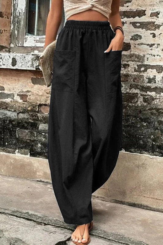 Pantalones Harlan holgados de cintura alta con bolsillos lisos para uso diario (11 colores)