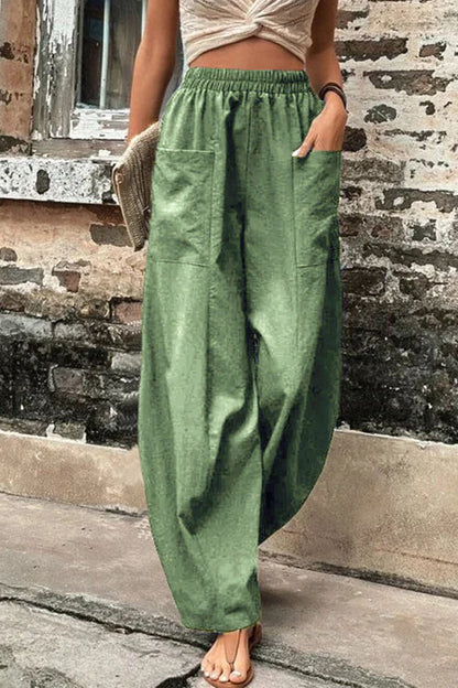 Pantalones Harlan holgados de cintura alta con bolsillos lisos para uso diario (11 colores)