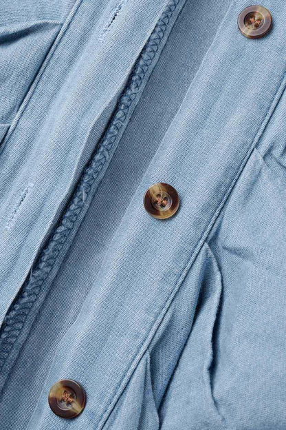 Casual Street Solid Frenulum Buckle Turndown Collar Short Sleeve Regular Denim Dresses