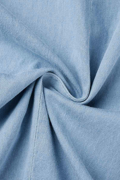 Casual Street Solid Frenulum Buckle Turndown Collar Short Sleeve Regular Denim Dresses