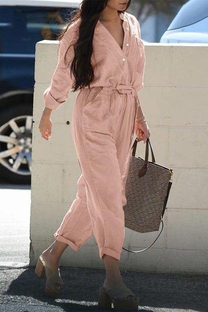 Monos casuales de uso diario con cuello vuelto y frenillo liso