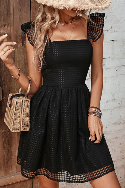 Vestidos sexis de corte A con escote cuadrado, espalda descubierta y huecos, de color liso