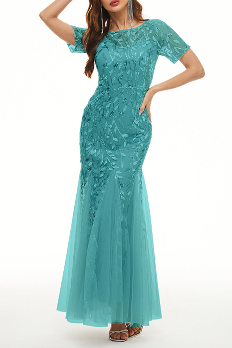 Celebrities Elegant Patchwork Sequins O Neck Evening Dress Dresses(11 Colors)