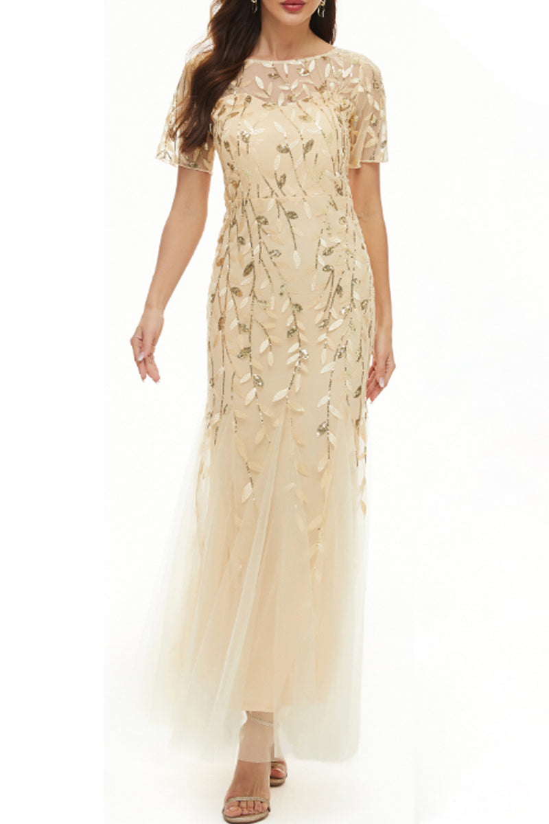 Celebrities Elegant Patchwork Sequins O Neck Evening Dress Dresses(11 Colors)