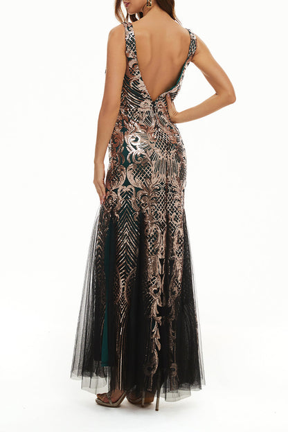 Elegant College Patchwork Sequins V Neck Evening Dress Dresses(4 Colors)£©