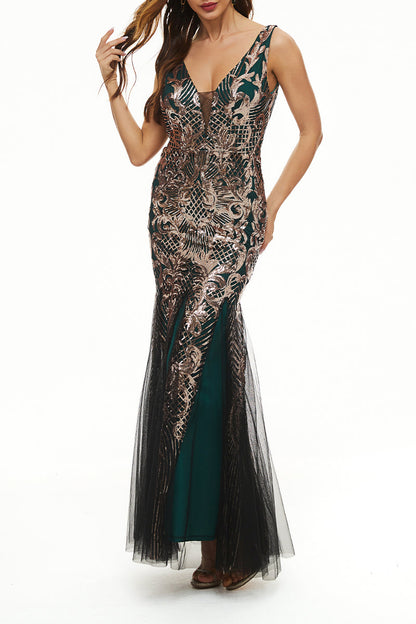 Elegant College Patchwork Sequins V Neck Evening Dress Dresses(4 Colors)£©