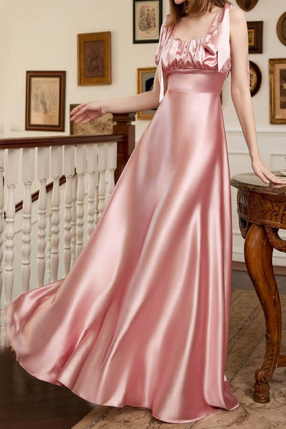 Elegante vestido de noche formal de frenillo sólido