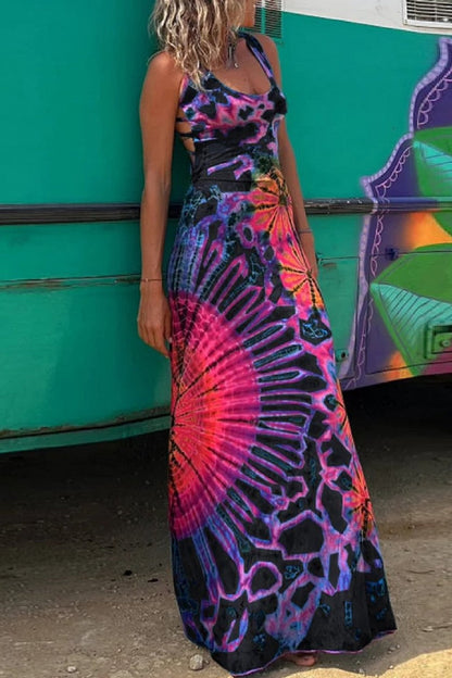 Vestido informal con cuello en U, sin espalda y estampado (3 colores)