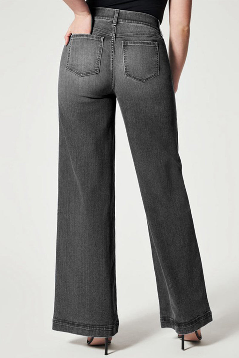 Vaqueros holgados de cintura media con parches lisos de estilo informal de calle