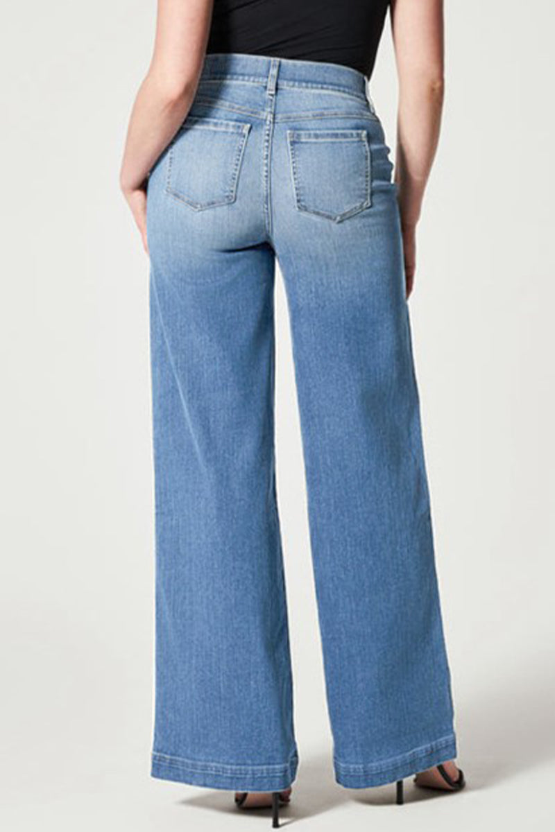 Vaqueros holgados de cintura media con parches lisos de estilo informal de calle