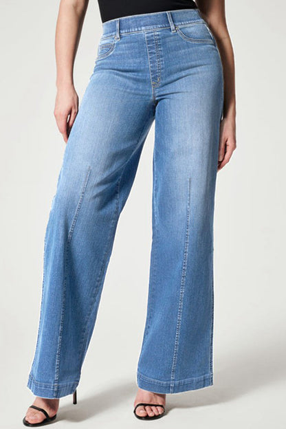 Vaqueros holgados de cintura media con parches lisos de estilo informal de calle