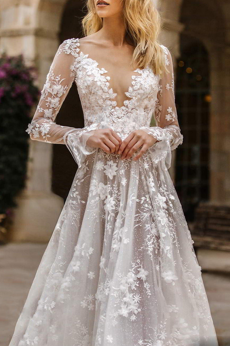 Vestido de noche formal de encaje liso con patchwork y escote en V