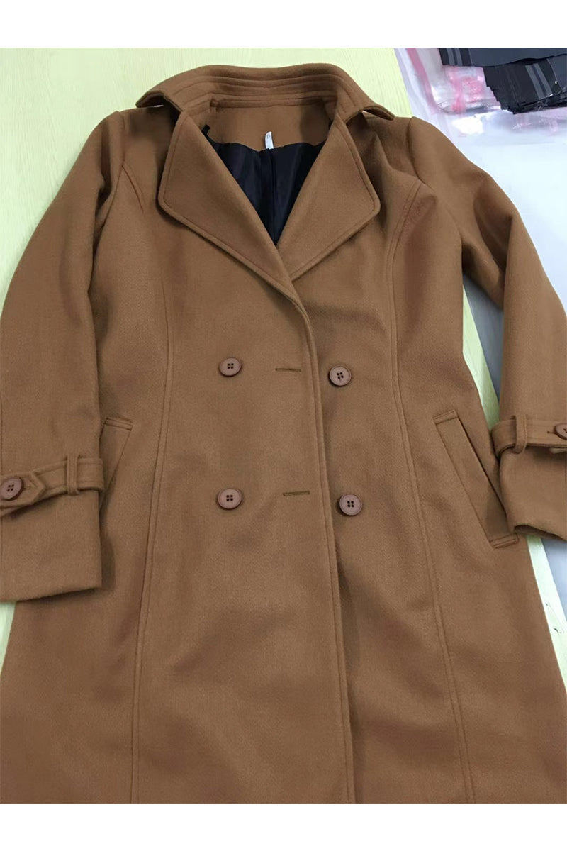 Prenda exterior informal, elegante, lisa, con parches y hebilla, cuello vuelto (5 colores)