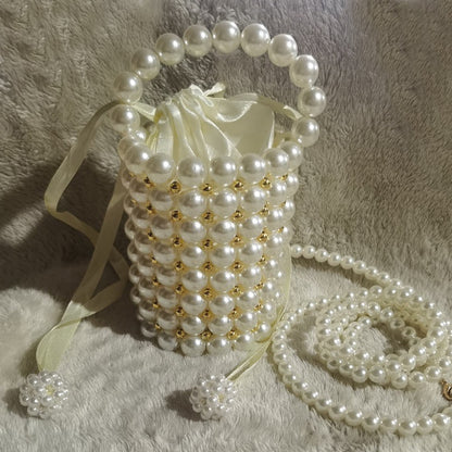 Bolsos casuales de diario con patchwork y tejido de perlas