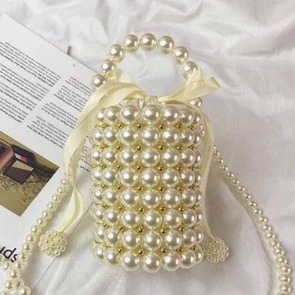 Bolsos casuales de diario con patchwork y tejido de perlas