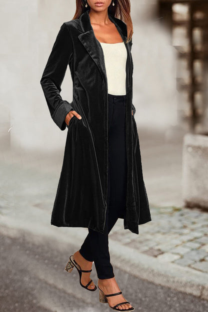 British Style Elegant Solid Pocket Turn-back Collar Outerwear(4 Colors)