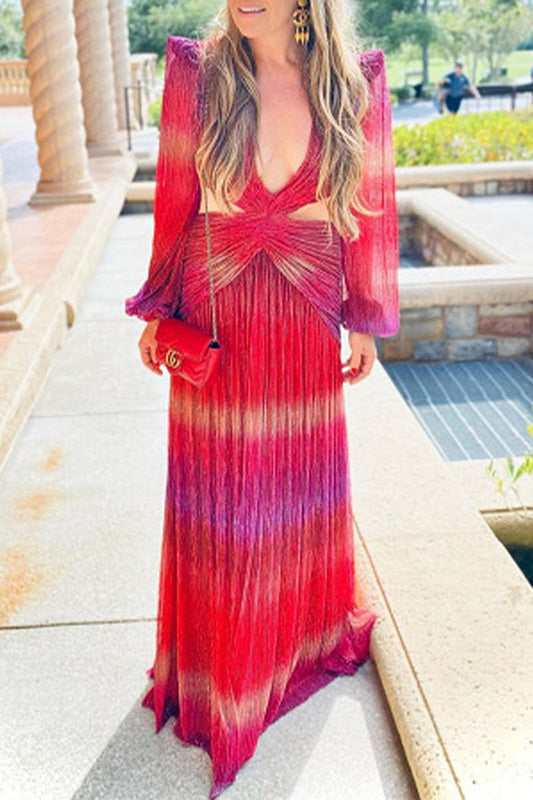 Vestidos sexys con escote en V y espalda descubierta con cambio gradual (3 colores)