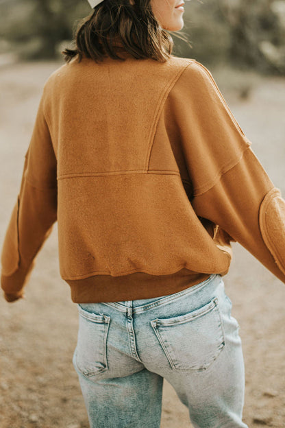 Tops casuales de cuello vuelto con cremallera sólida