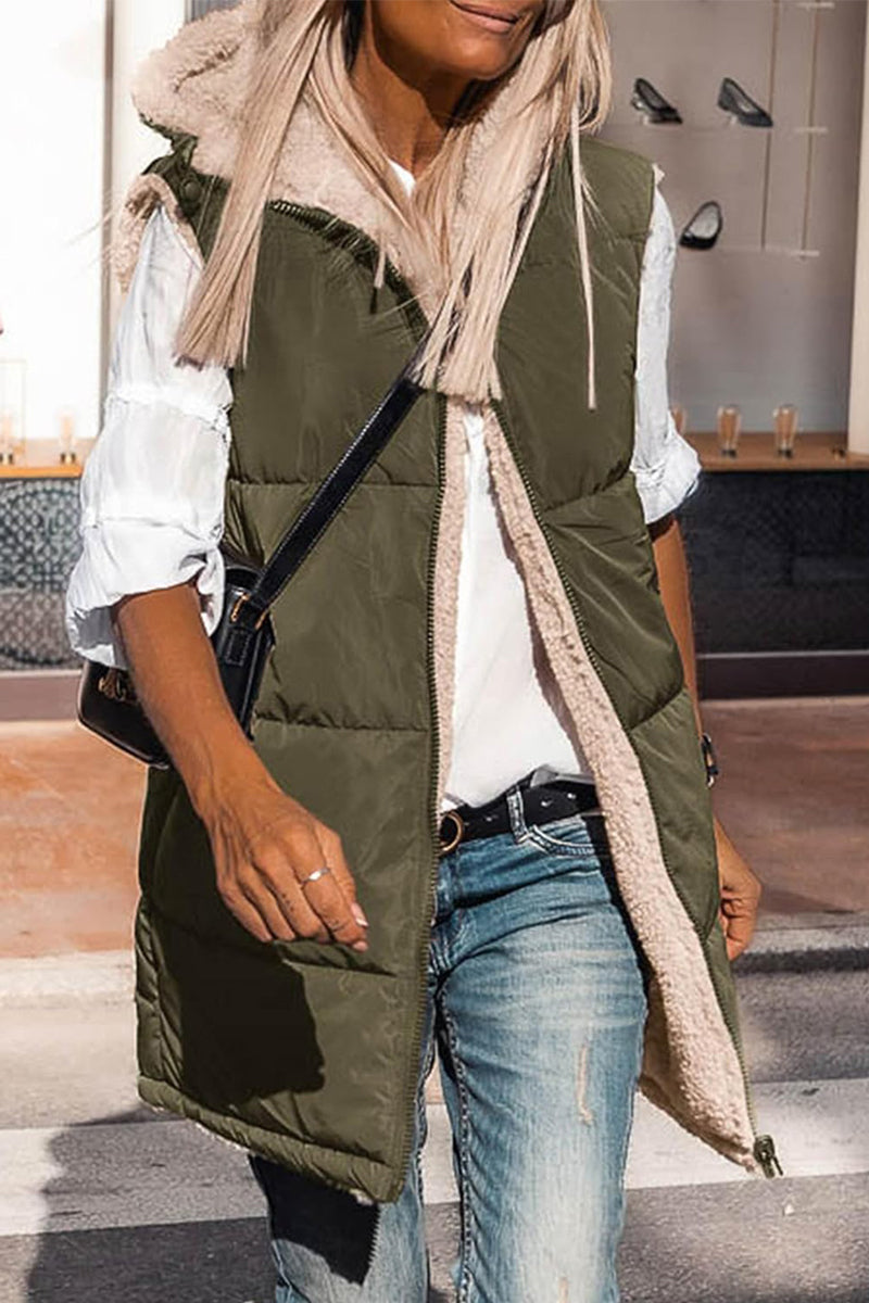 Tops casuales con cuello y capucha de patchwork sólido (6 colores)