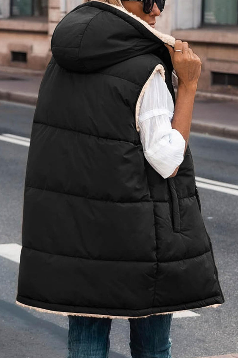 Tops casuales con cuello y capucha de patchwork sólido (6 colores)