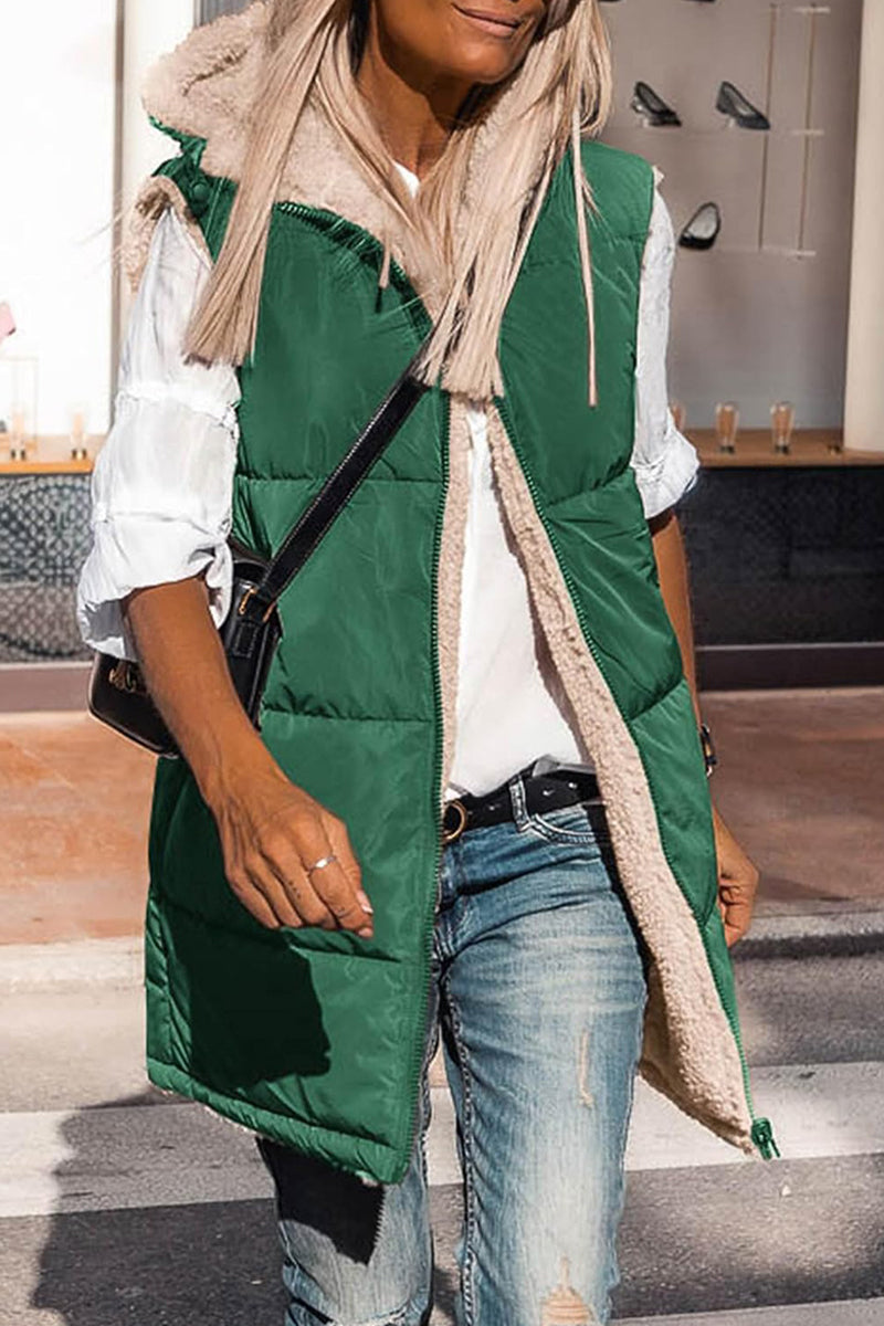 Tops casuales con cuello y capucha de patchwork sólido (6 colores)