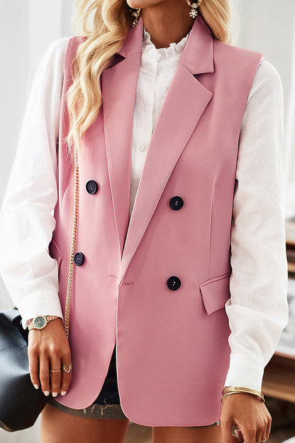 Blusa de estilo británico con botones y cuello vuelto, con bolsillos lisos y sencilla (4 colores)