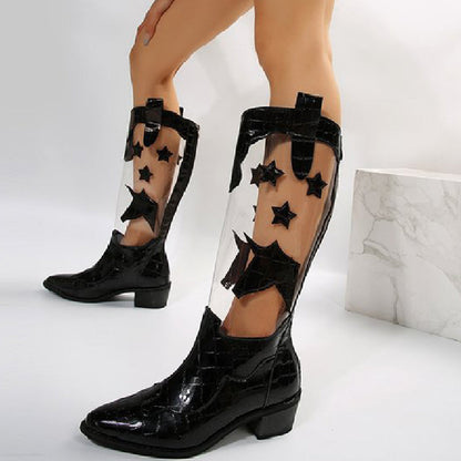 Zapatos casuales de patchwork transparentes con puntera abierta