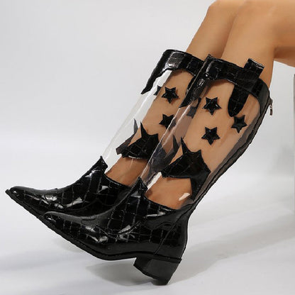 Zapatos casuales de patchwork transparentes con puntera abierta