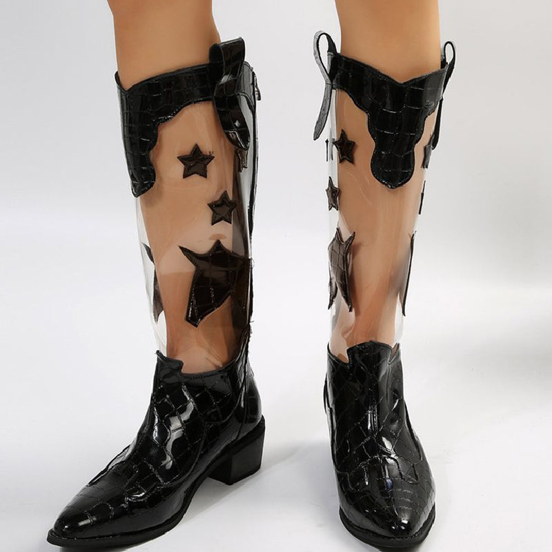 Zapatos casuales de patchwork transparentes con puntera abierta