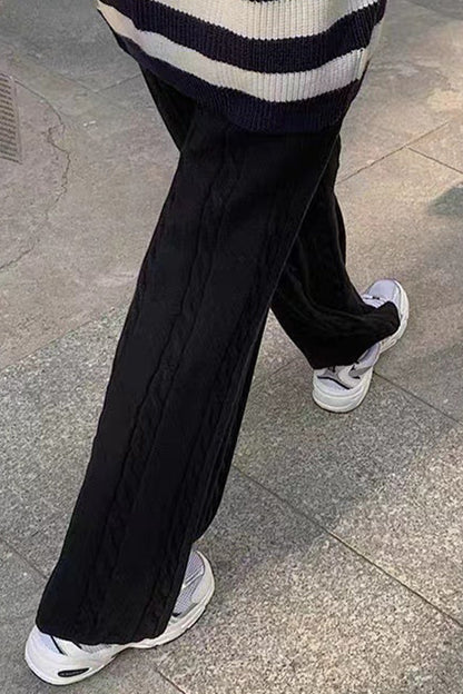 Pantalones casuales sencillos de color liso con parches, holgados y de pierna ancha (6 colores)