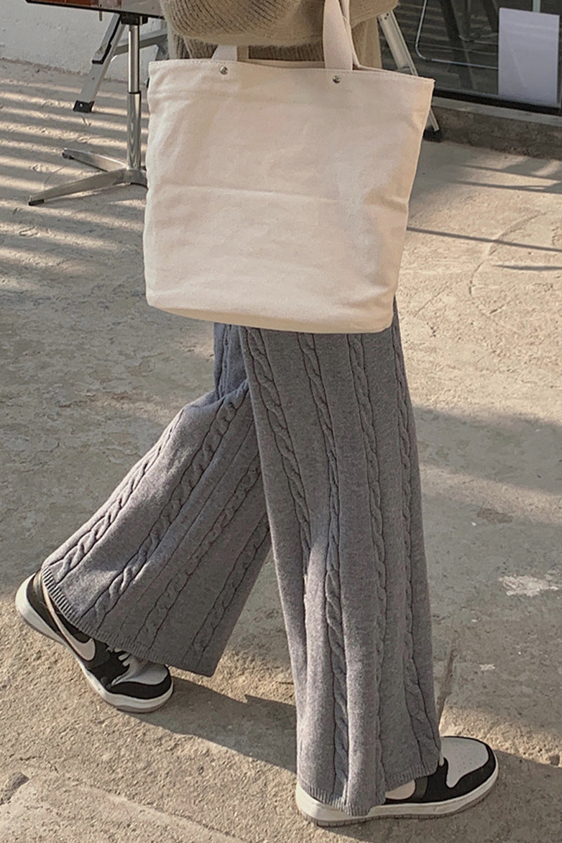 Pantalones casuales sencillos de color liso con parches, holgados y de pierna ancha (6 colores)