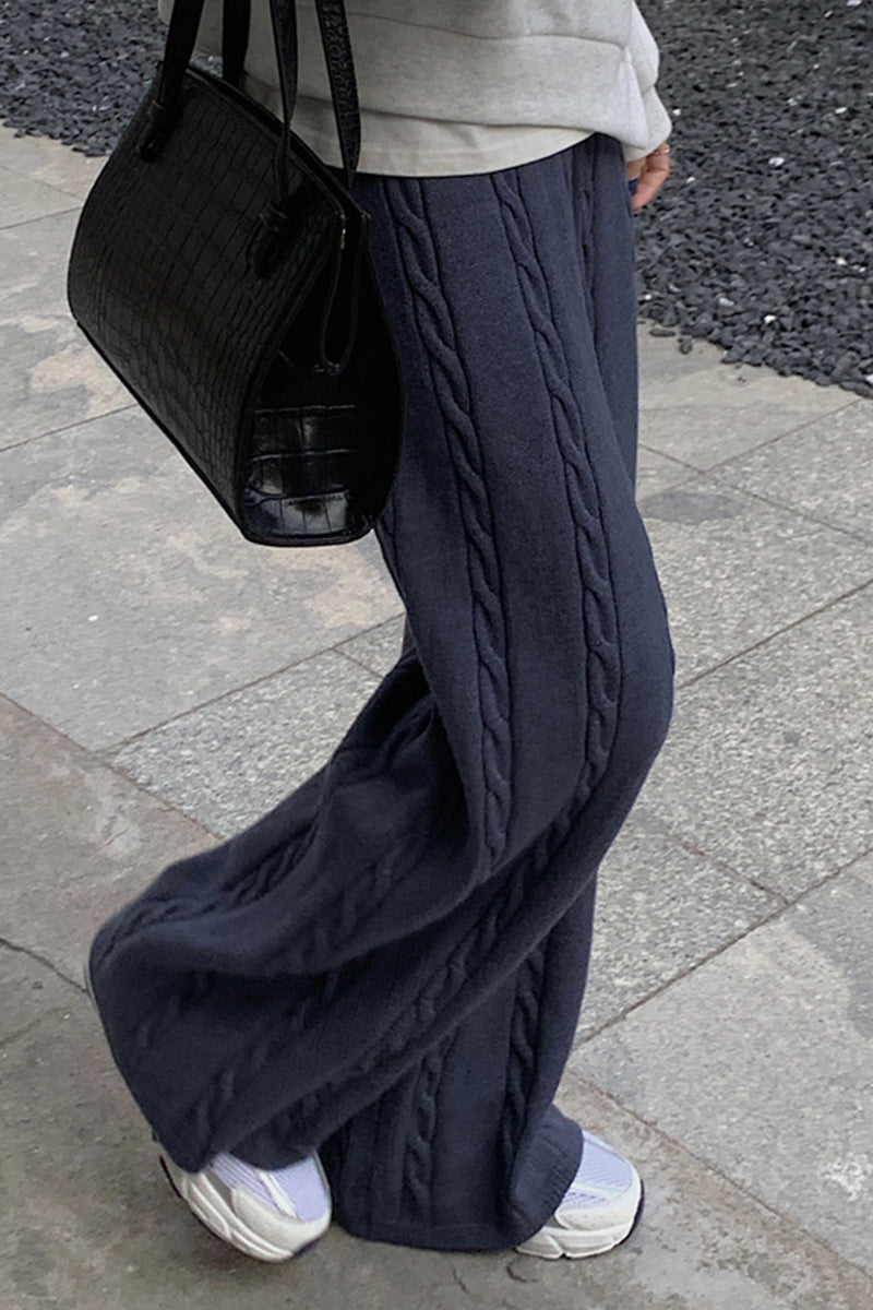 Pantalones casuales sencillos de color liso con parches, holgados y de pierna ancha (6 colores)