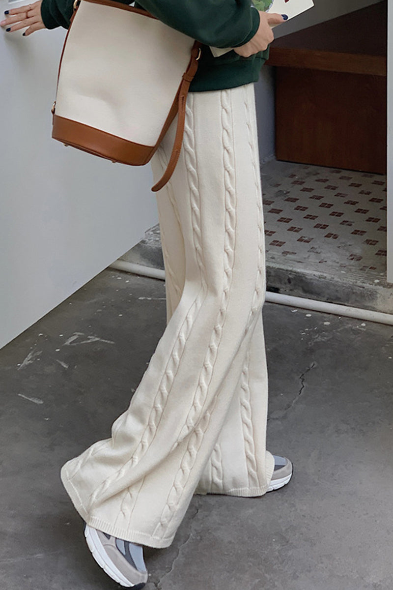 Pantalones casuales sencillos de color liso con parches, holgados y de pierna ancha (6 colores)