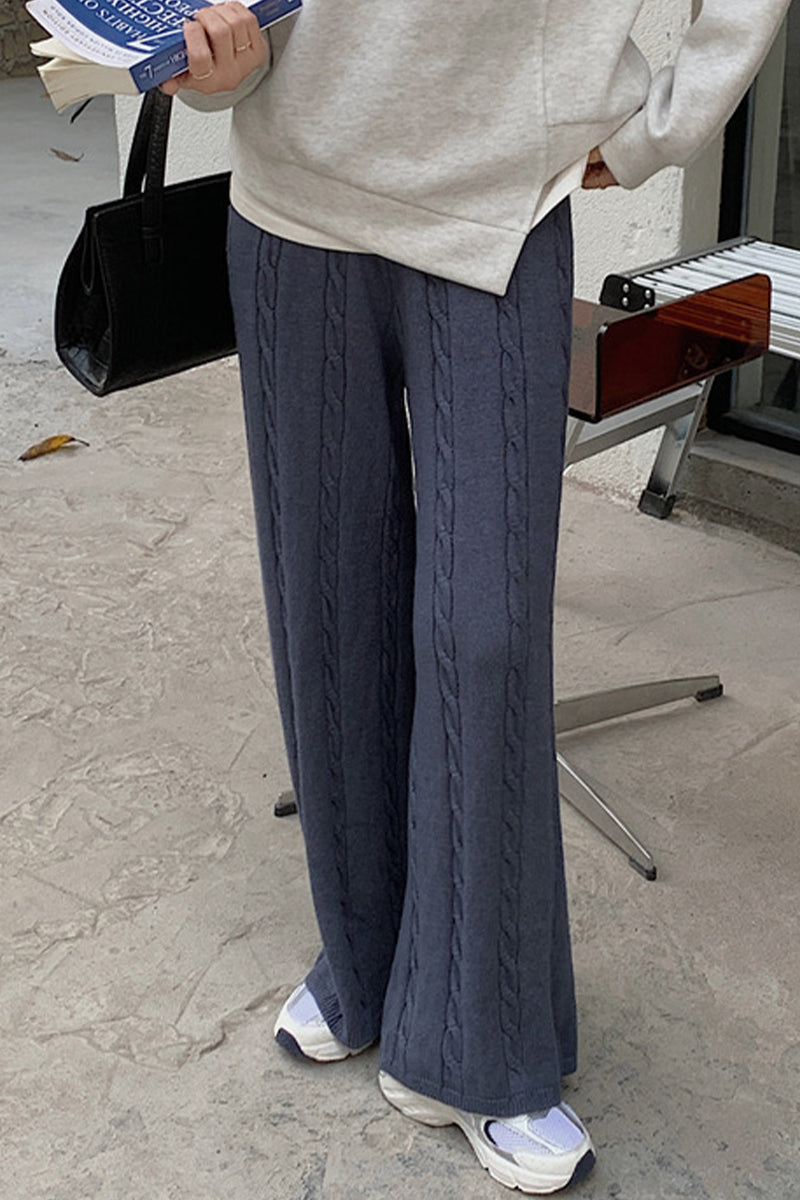 Pantalones casuales sencillos de color liso con parches, holgados y de pierna ancha (6 colores)