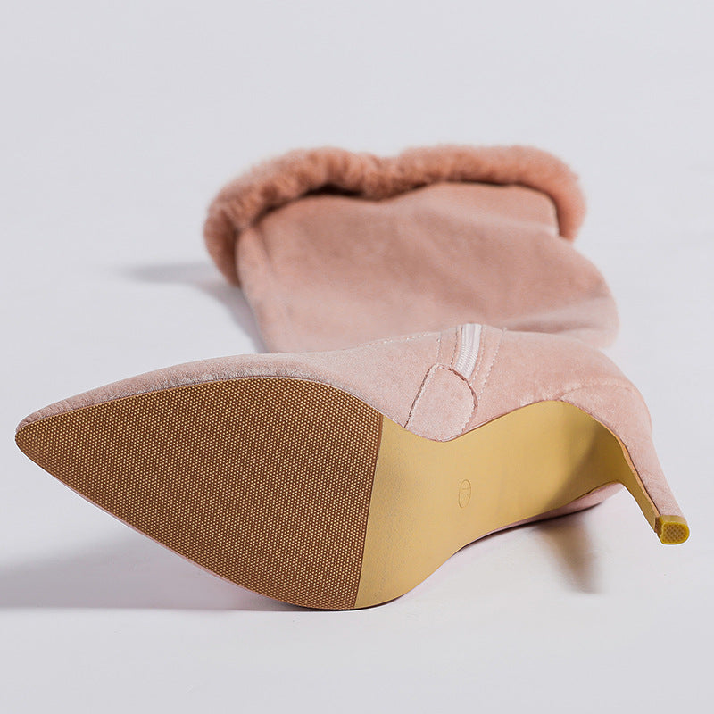 Zapatos casuales de patchwork de color liso con puntera puntiaguda (altura del tacón: 10 cm)