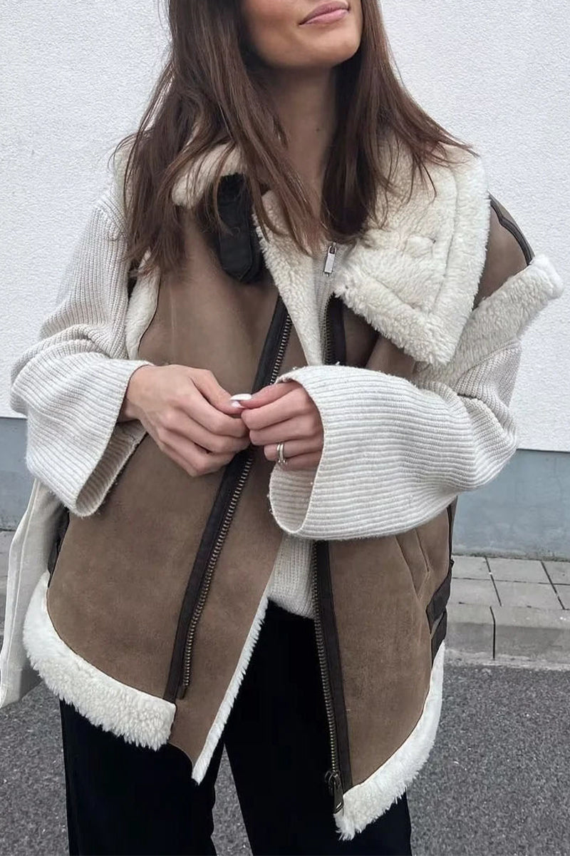 Tops casuales de cuello vuelto con parches sólidos